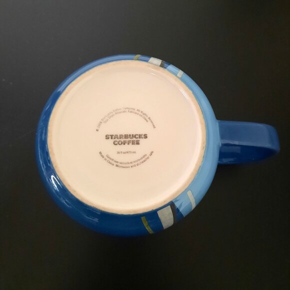 Starbucks Coffee 2008 Ceramic Blue Striped Mug, 16 fl. oz. - Picture 2 of 4